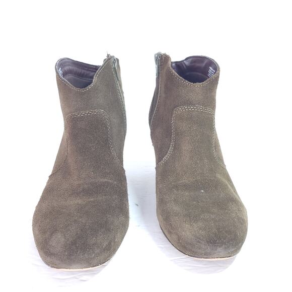 Steve Madden Harrlee Suede Leather Ankle Booties Olive Green Brown Size 8 - Picture 3 of 9